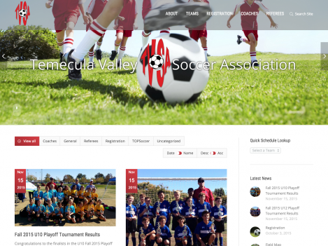 Temecula Valley Soccer Association Website